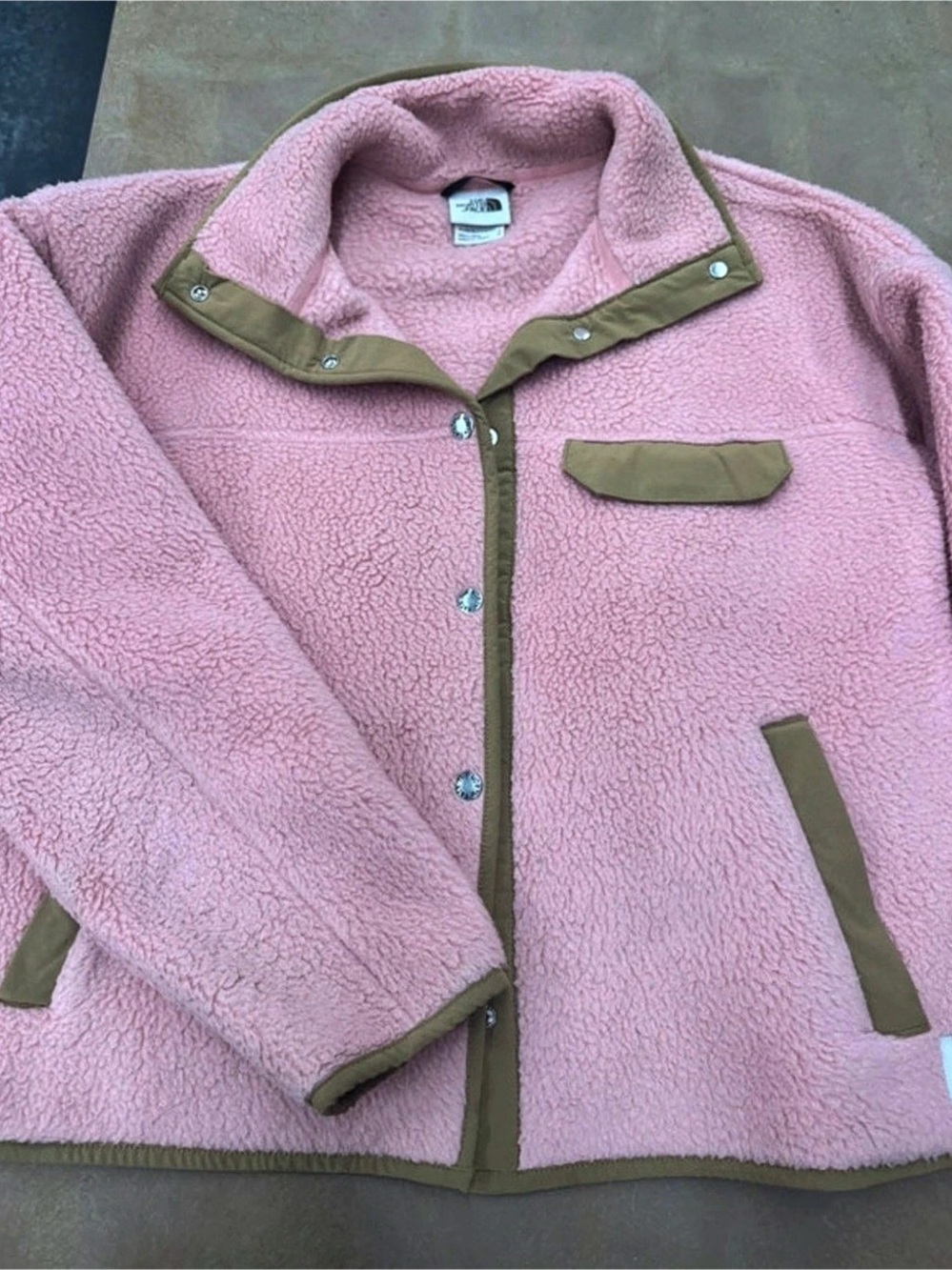 The North Face Campshire Full-Zip Fleece Jacket Pink & Brown Small